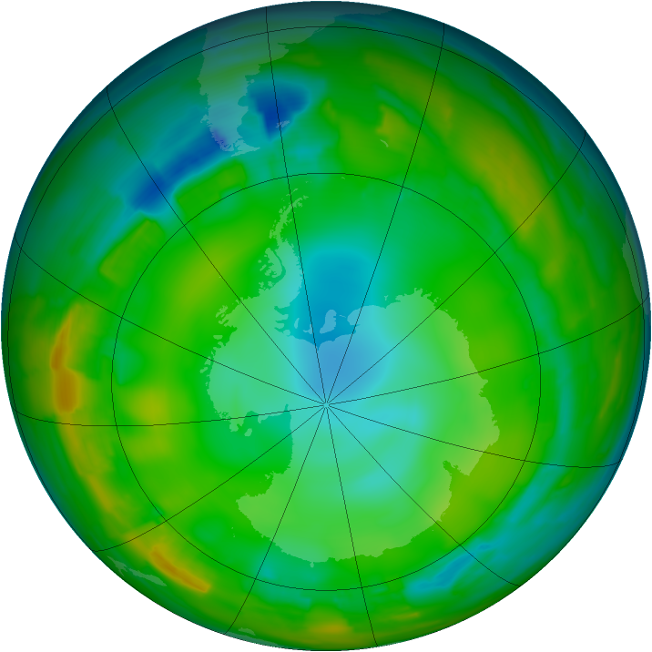 Antarctic ozone map for 24 July 2012